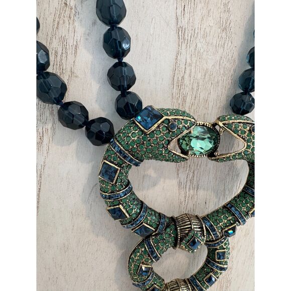 Heidi Daus Snake Spellbinding Crystal Double Strand Serpent Necklace Rare!! - Picture 2 of 6